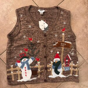 vintage embroidered christmas vest